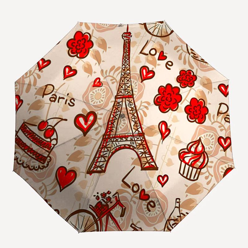 1pc Parisian Theme Folding Umbrella | Elegant Design, Fashionable Accessory, Durable Construction, Sturdy Ribs yy251107057