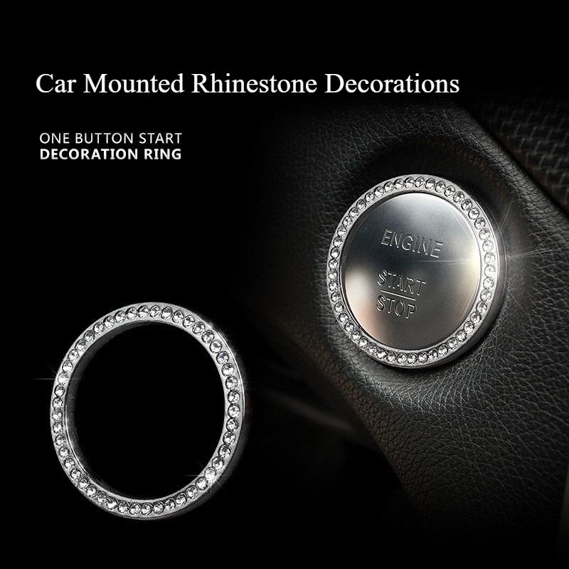 Rhinestone PU Leather Car Interior Decoration Cover Steering Covers Handbrake Gear Shift Lever & Shoulder Protection Cover
