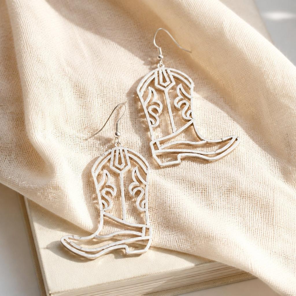Vintage Creative Hollow Cowboy Boot Pendant Earrings Fashion Jewelry For Women