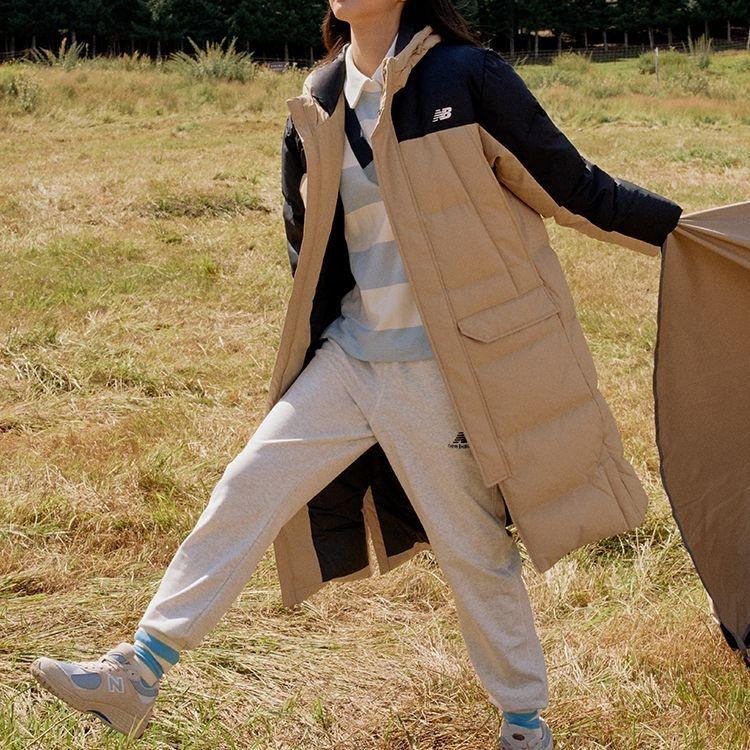 New Balance Winter Long Down Jacket Asia Sizing 'Beige Black' Men's AMJ33338-INC