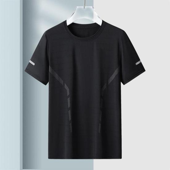 Летняя мужская футболка из ледяного шелка с круглым вырезом, свободная однотонная пуловер с короткими рукавами, повседневная повседневная одежда, спортивный топ для фитнеса