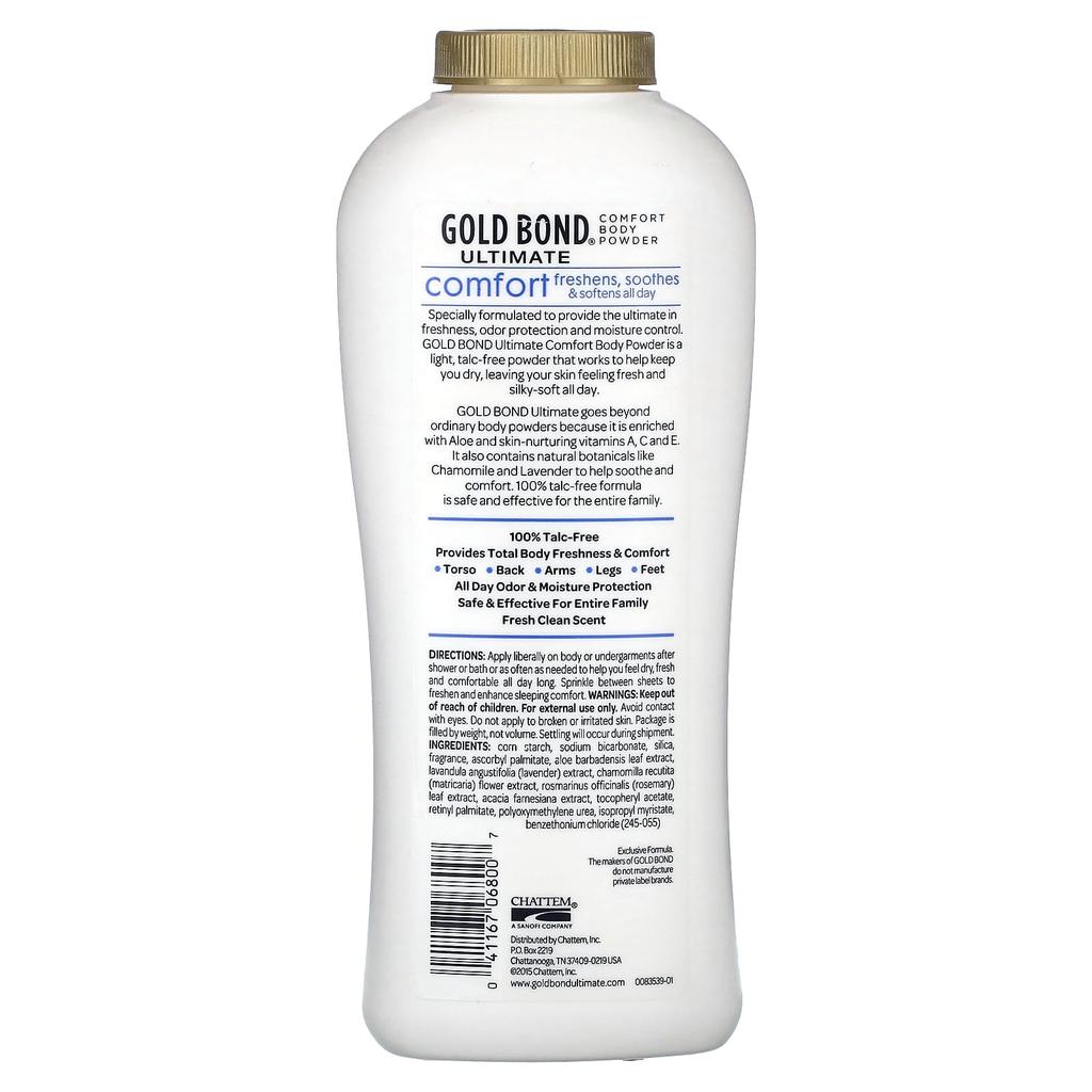 Gold Bond, Ultimate, пудра для тела, комфорт, с алоэ и ромашкой, 10 унций (283 г)