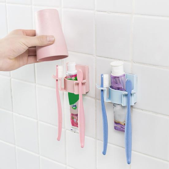 Настенная вешалка для зубных щеток, зубная паста, держатель для полоскания стакана, полка для ванной комнаты, органайзер
