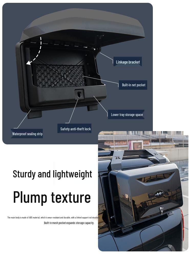 BYD Fangchengbao 5 Roof Rack: Aluminum Alloy Platform with Side Ladder and Storage Box for Camping & Off-Roading.
