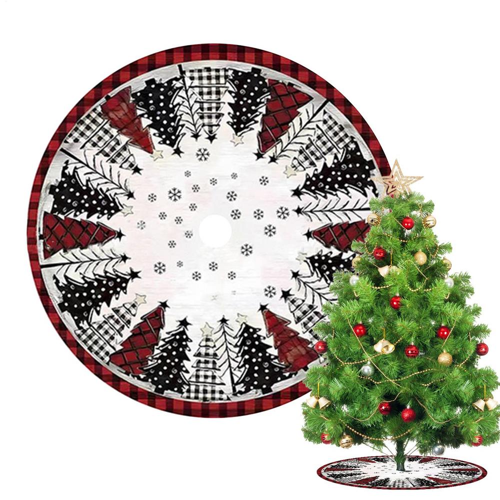 Christmas Tree Base Collar Plush Christmas Tree Base Cover Double-Sided Printing Aesthetic Home Decoration For Apartment