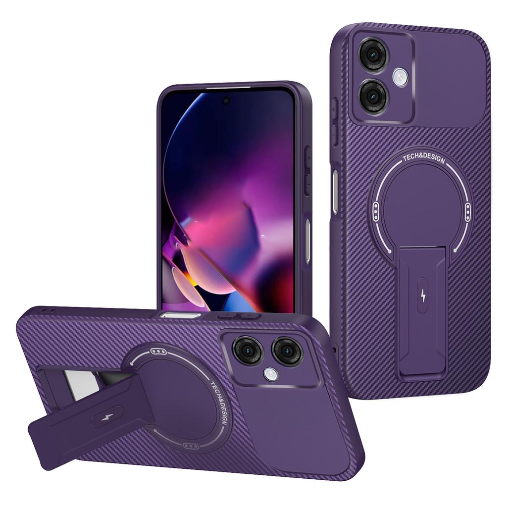 Для Motorola Moto G54 5G Чехол Текстура углеродного волокна ПК+ТПУ Чехол для телефона с подставкой