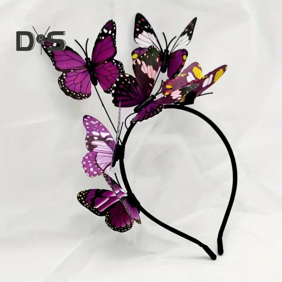 Женская повязка на голову с разноцветными бабочками, декор для свадебных волос, вечеринки, косплей, Хэллоуин, аксессуары для волос