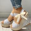 Модные INS Hot Lace Leisure Womens Wedges Heeled Women Shoes 2024 Summer Sandals Party Platform High Heeled Shoes Woman