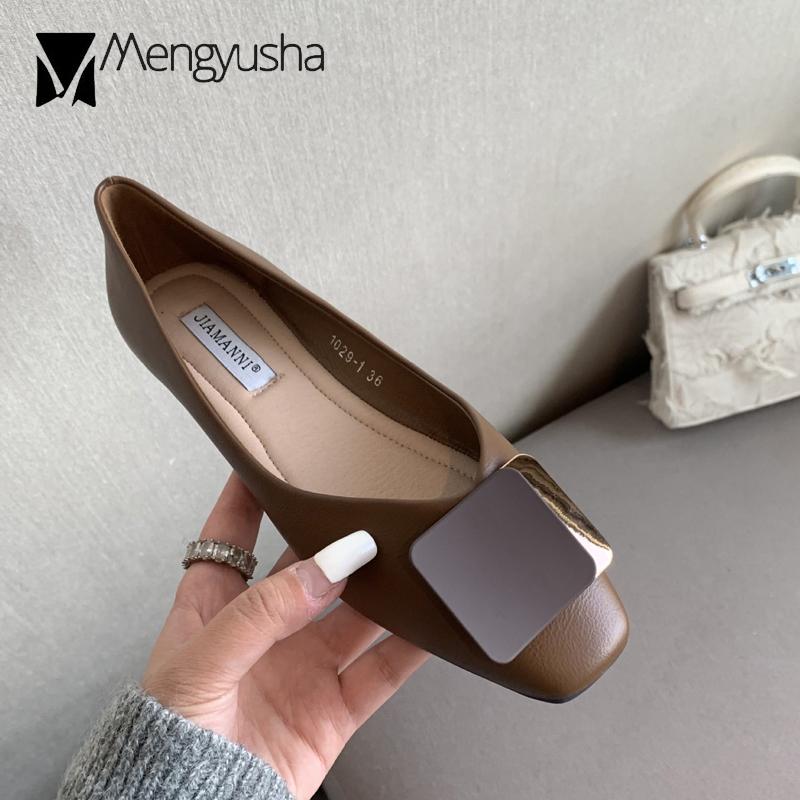 Мода 2024 года, брендовые туфли на плоской подошве с металлической пряжкой, женские балетки с мягкой подошвой, лоферы без застежек, женские повседневные туфли, универсальные мокасины