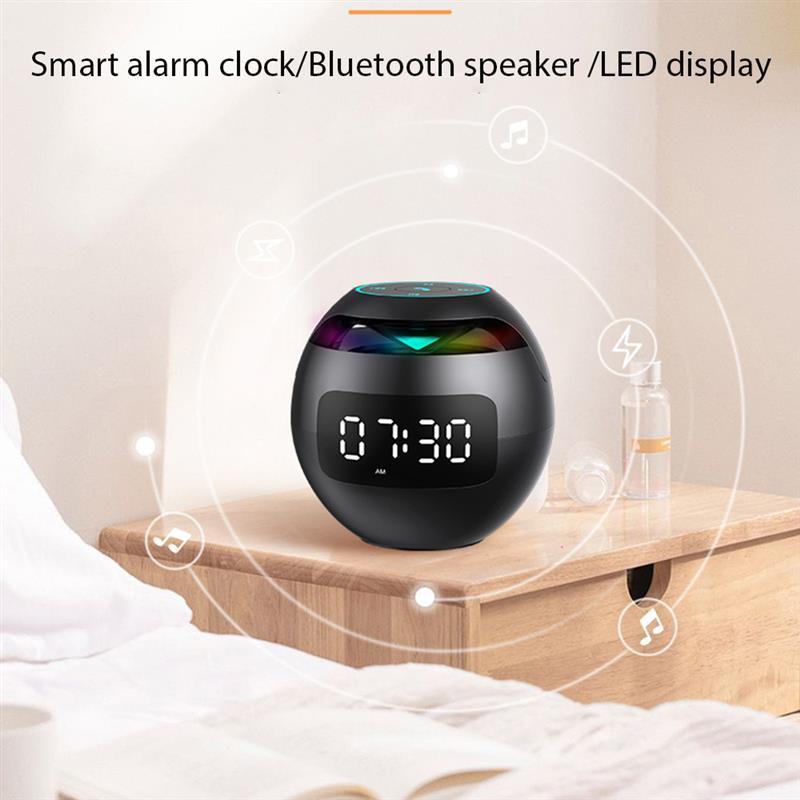 Многофункциональный беспроводной Bluetooth 5.0 динамик 5 В с басами, будильником, цветным светодиодным дисплеем и FM-радио