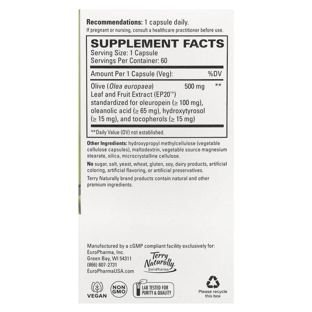 Full Spectrum Olive Extract Ep20™, 60 Capsules
