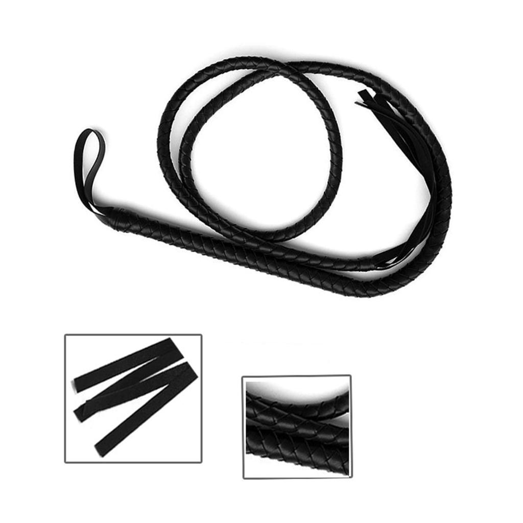 Sexy Flirting Riding Whip Black PU Spanking Prop Game