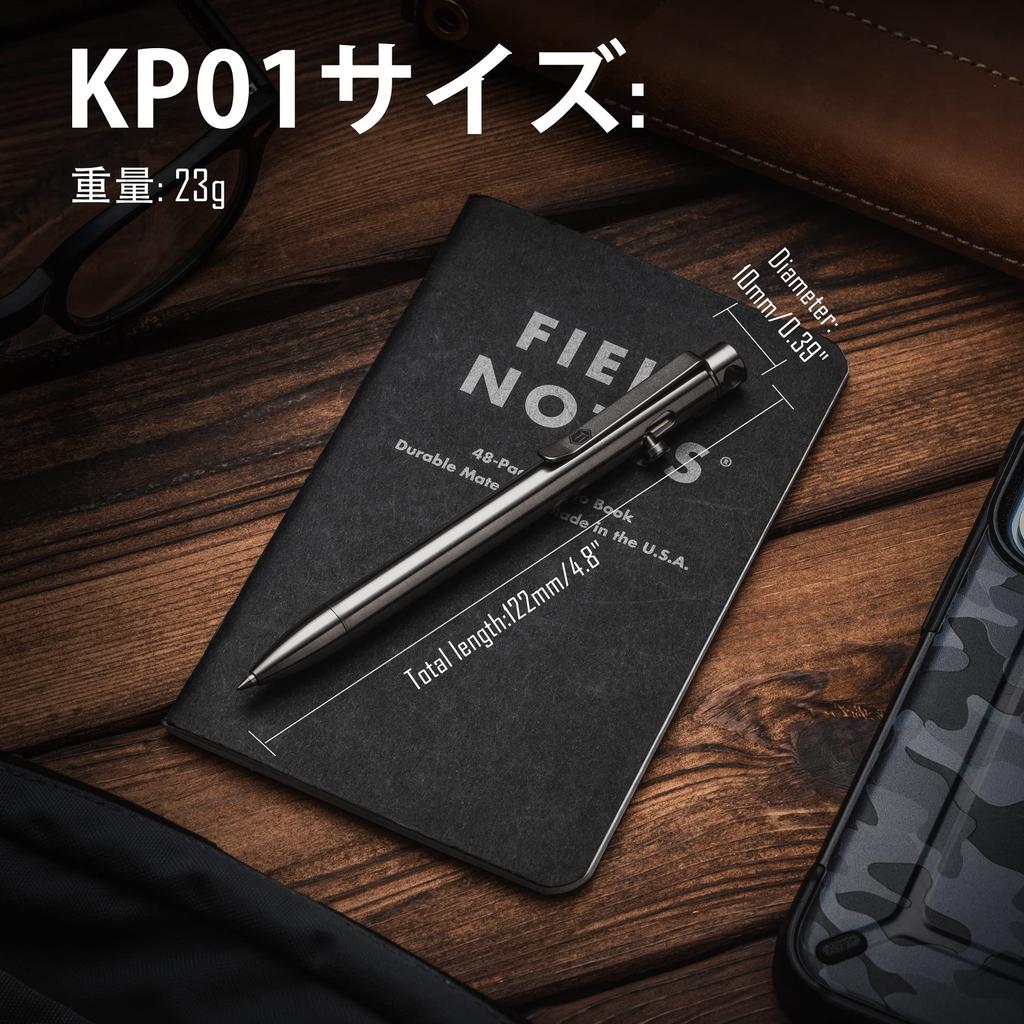 Ручка-болтовик KeyUnity KP01 с клипсой, EDC-карманная ручка из титанового сплава, выдвижная металлическая шариковая ручка для повседневного ношения, полированная