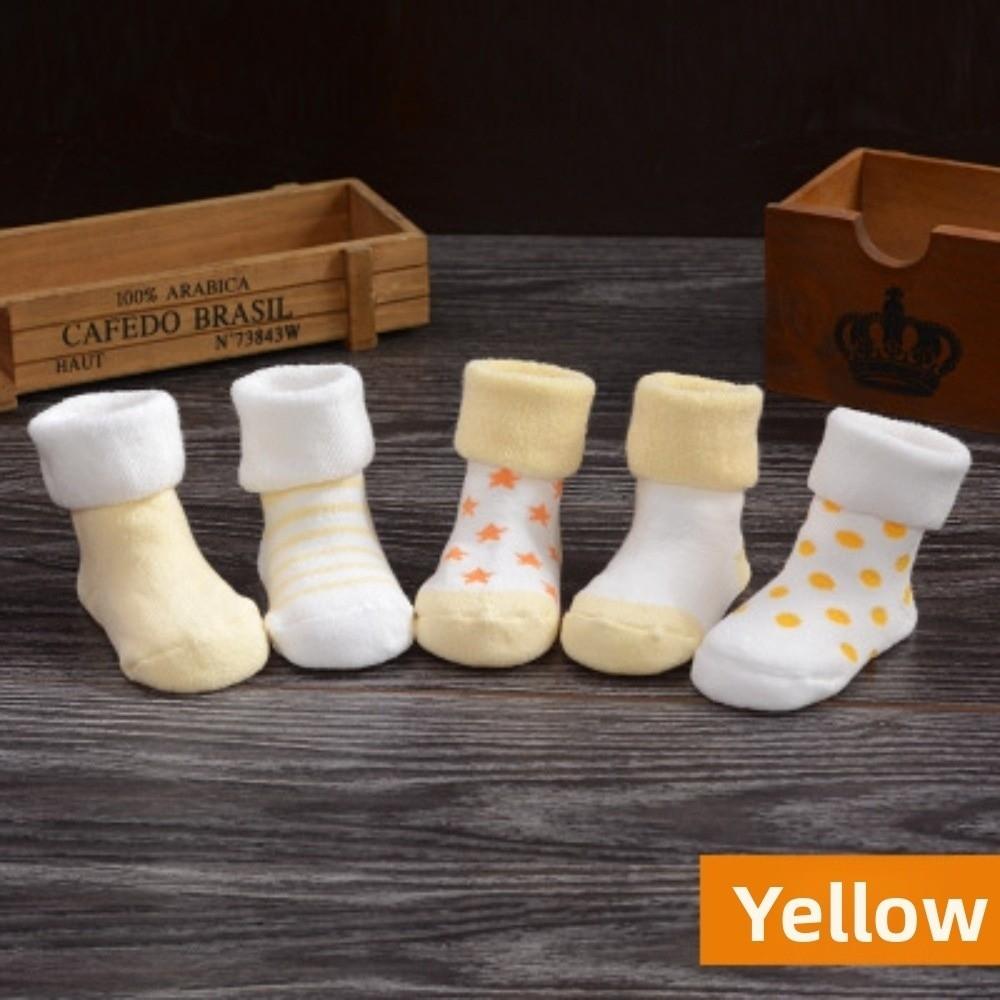 5 Pairs Pink Blue Newborn Socks Cotton Winter Socks New Floor Stocking  for 0-3 Years Old
