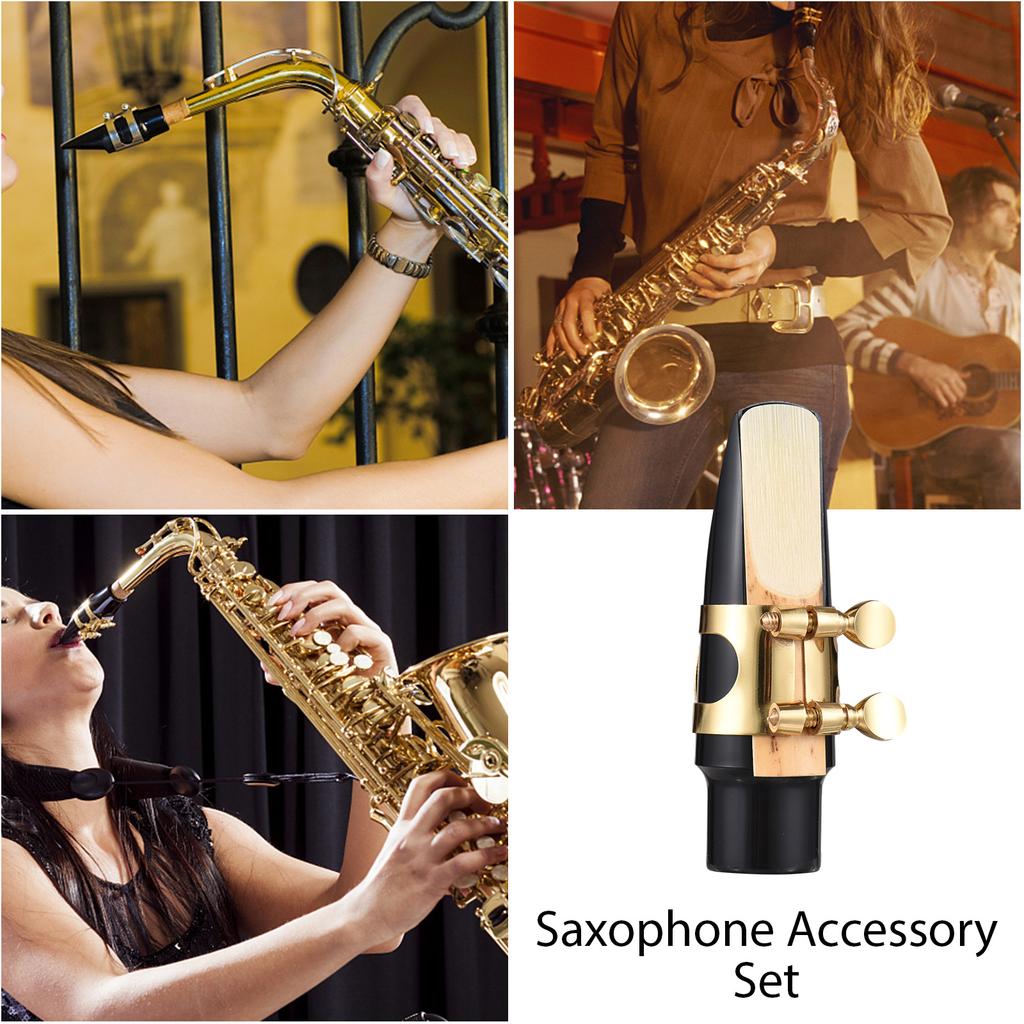 Комплект мундштука для альт-саксофона Мундштук для альт-саксофона с пластиковым колпачком для лигатурного язычка