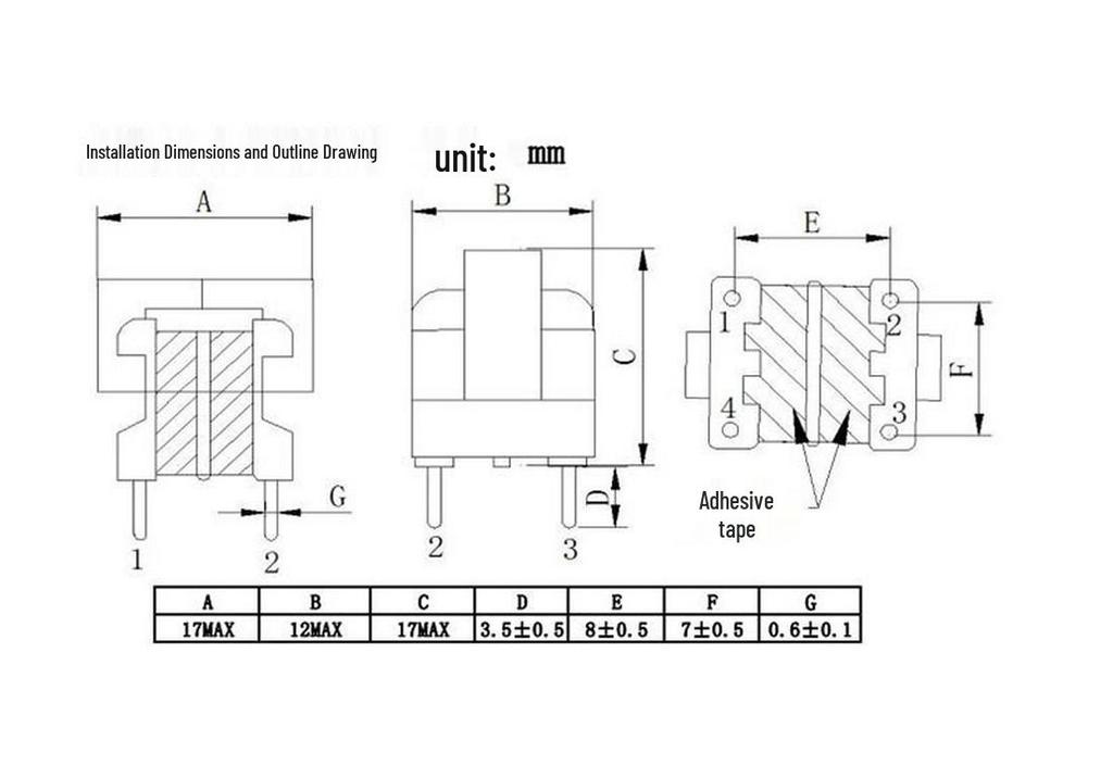 Encapsulated UU9.8 Common Mode Inductor, 0.23mm Wire Diameter, >35mH, Tape Pin Positions 7x8, In Stock