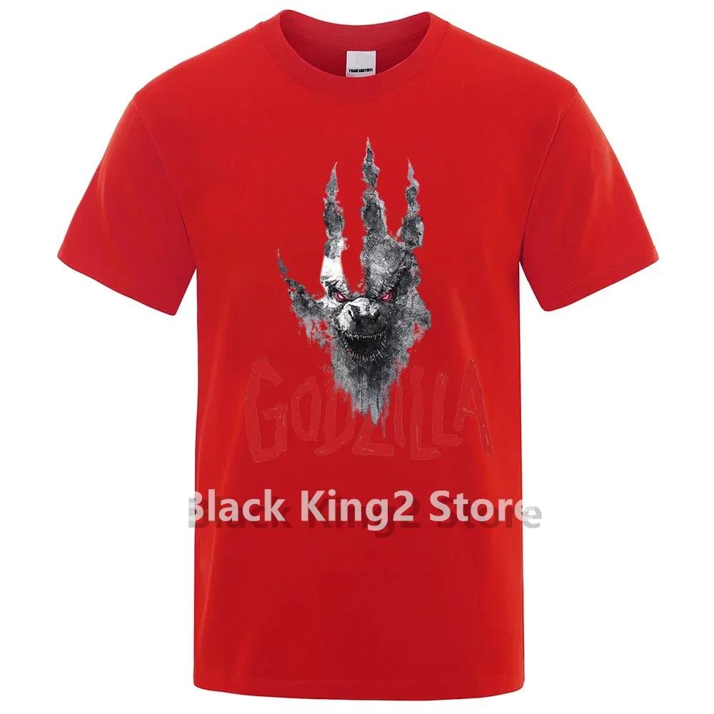 Футболки с принтом аниме Godzillas VS.kong King для мужчин, японская уличная одежда, хлопковые топы, футболки в стиле хип-хоп, футболки в стиле Харадзюку