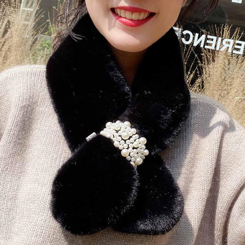 Fashion Imitation Rabbit Fur Collar Scarf Autumn Winter Plush Thicken Keep Warm Scarf