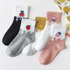 5Pairs Women Cotton Socks Cute Print Princess Two-dimensional Fashion Socks Striped Plaid Ladies Spring Summer Socks
