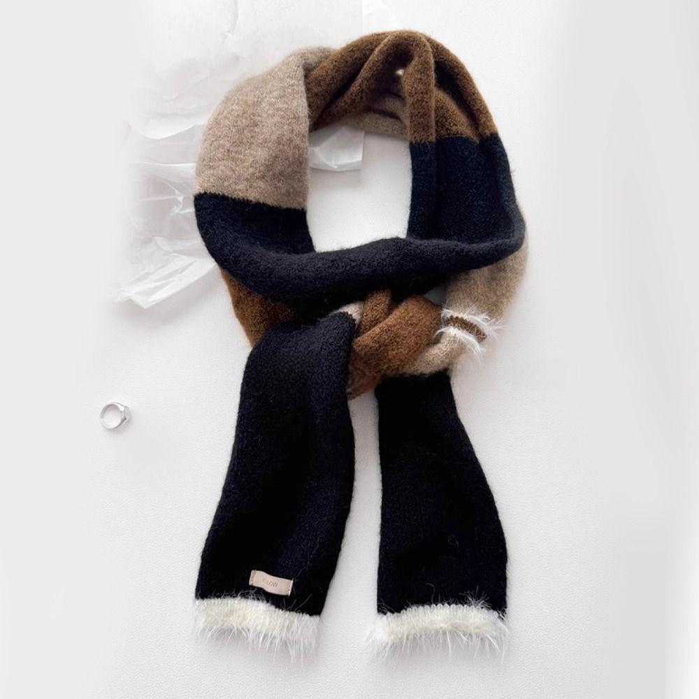 Y2 Sausage Thin Scarf Knitted Wool Plush Long Narrow Scarves Fashion Neck Scarves Autumn Winter