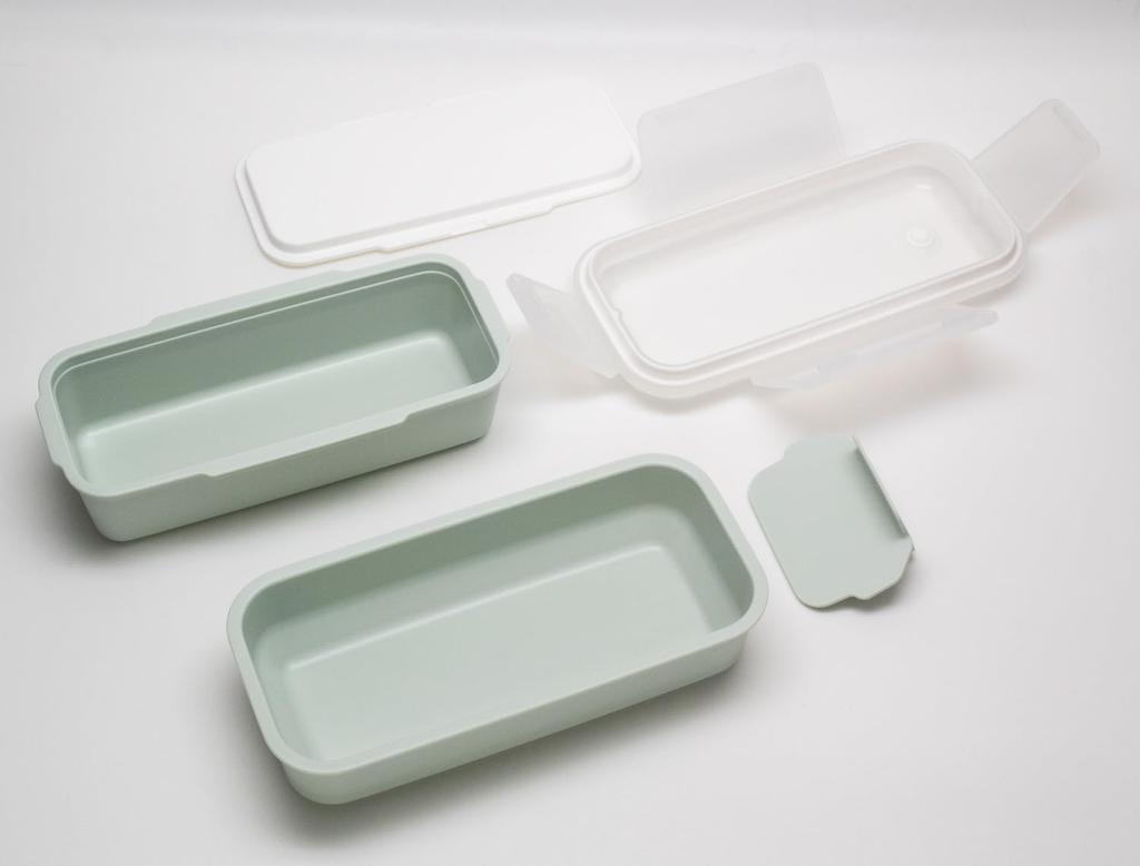 OSK Бледно-зеленый ланч-бокс, можно мыть в посудомоечной машине и использовать в микроволновой печи, с разделителями, двухъярусный контейнер, [HPCW-600D]