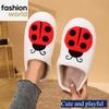 New Embroidered Ladybug Home Slippers Unisex Men Women Memory Foam Warm Slippers