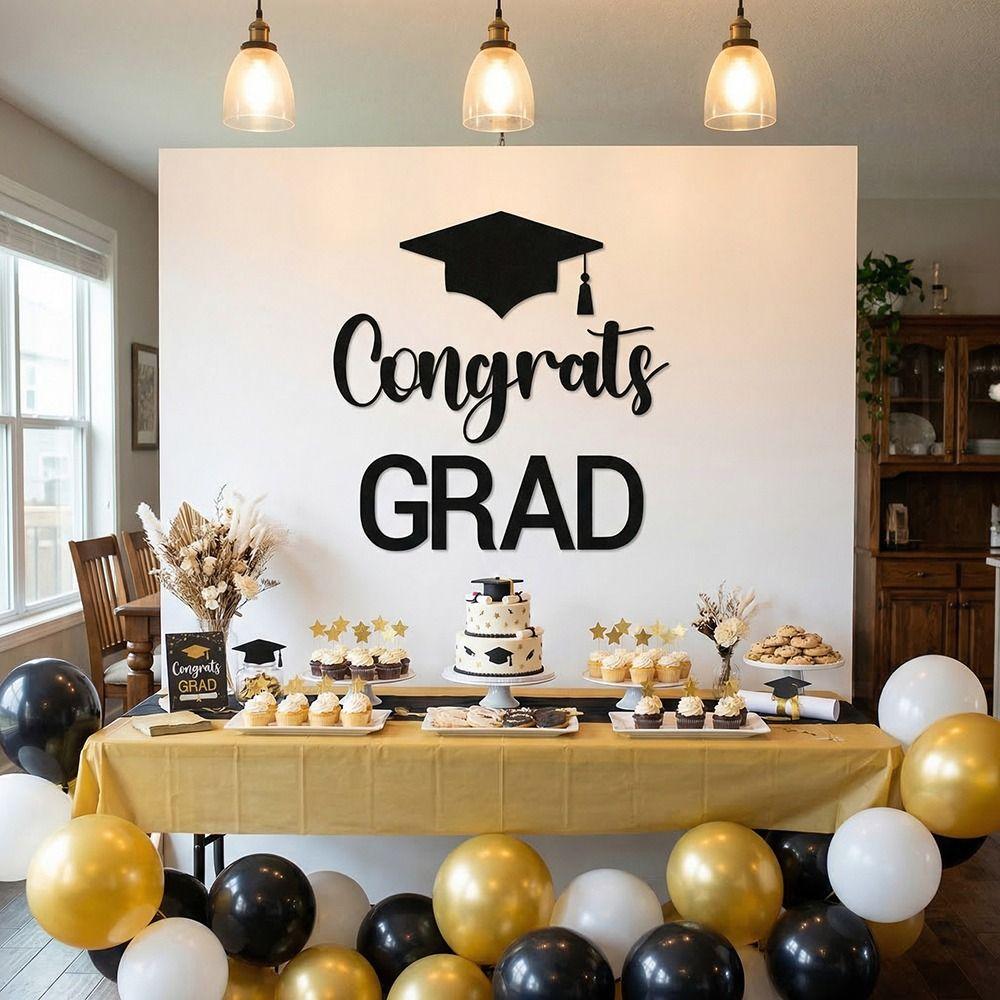 Felt Material Graduation Sailboard Stickers Self Adhesive Decorations Congrats Grad Letter Sign Sticker Multi-functional