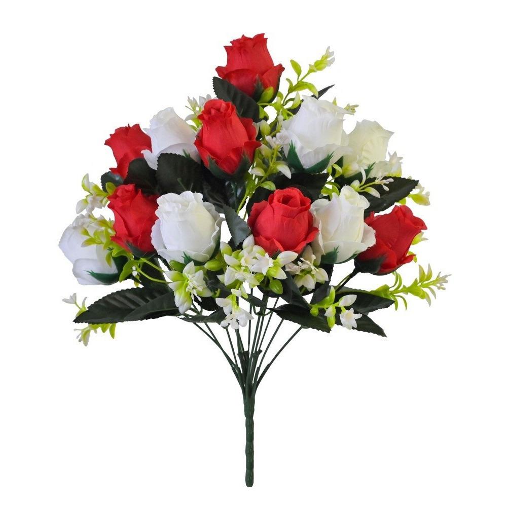 12 Heads Artificial Rose Bouquet Two Colors Wedding Decorations Silk Roses Plastic Rose Flowers