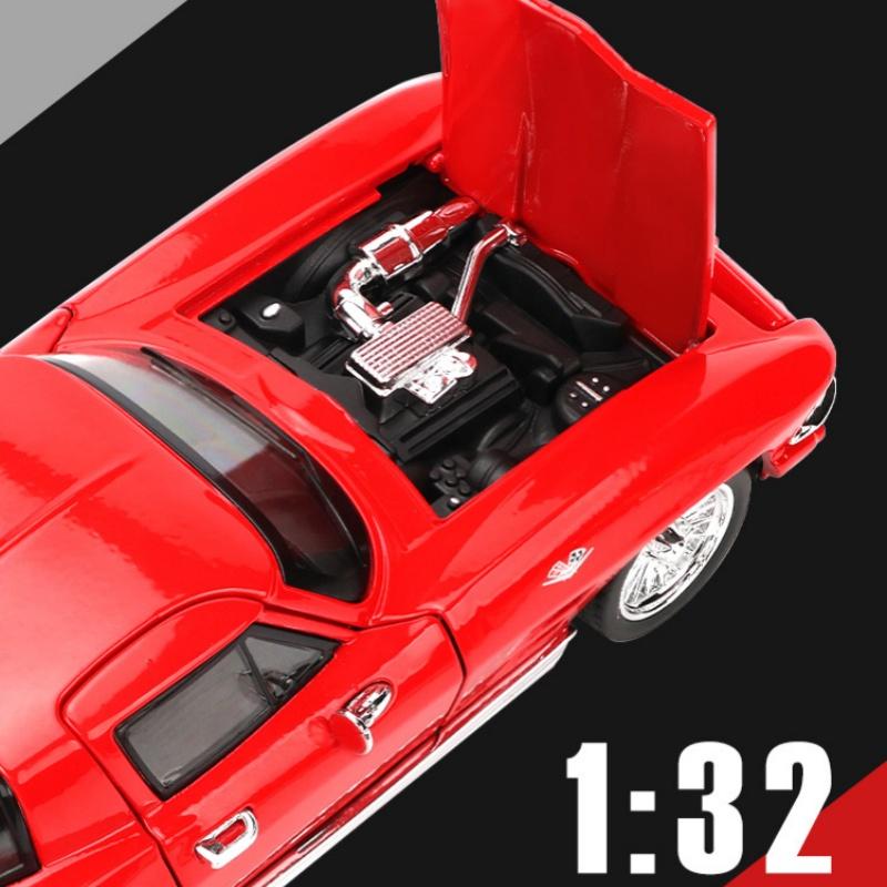 1:32 Corvette C2 Sting Ray Alloy Sports Car Model Diecasts Metal Classic Racing Car Vehicles Model Sound and Light Kids Toy Gift