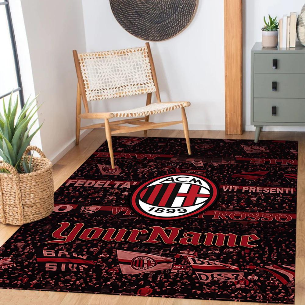Ac Milan Personalized Text Area Rug Suitable for Decorate room Dormitory Game Room Bedrooms Antislip Carpet Anime Office Decor Wedding Party Gift