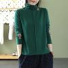 Bottom Shirt for Women In Autumn and Winter Retro Ethnic Style Heavy Industry Embroidered Top Long Sleeve Half High Neck Grinding T-shirt for Women