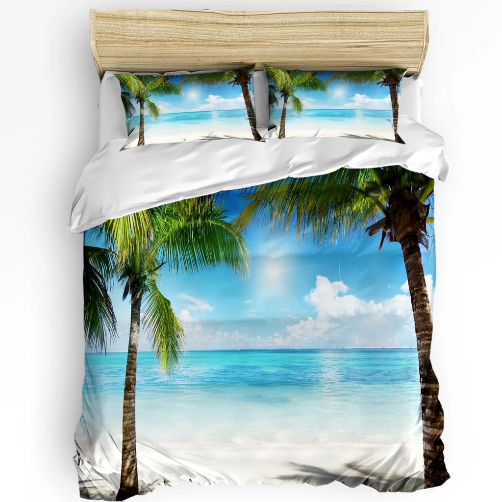 Пляжный песок Волны Морская звезда Ракушка Раковина Постельный комплект 3 предмета Пододеяльник Наволочка Детский Взрослый Покрывало Комплект Двуспальный Домашний текстиль