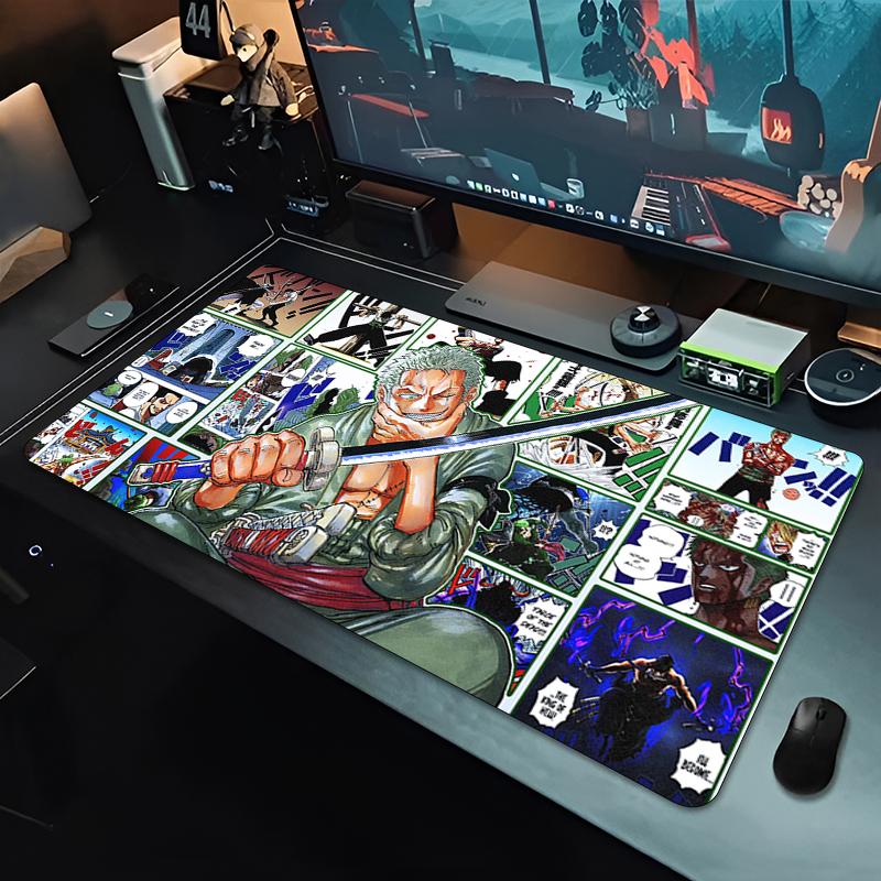 Популярный коврик для мыши из аниме One Piece Зоро XXL Игровой коврик для клавиатуры для киберспортивных игроков Офисный коврик для мыши компьютера Резиновый расширенный коврик для стола