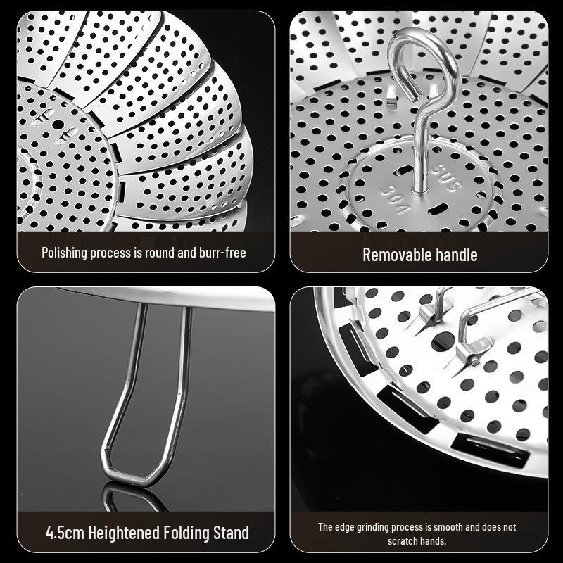 Выдвижная пароварка из нержавеющей стали 304 для сяо лун бао и паровых булочек - Многофункциональная складная стойка для сушки и приготовления на пару