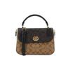 COACH Marlie Canvas Leather Handbag Medium Women's Black Dark Brown (Unisex) Handbags C1563 IMNOX