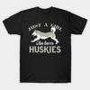 Men Black Print T-shirt Super Large TShirt Just a Girl Who Loves Huskies T Shirt Dog Lover No-Cut Transfer Paper Print Cotton Tshirt