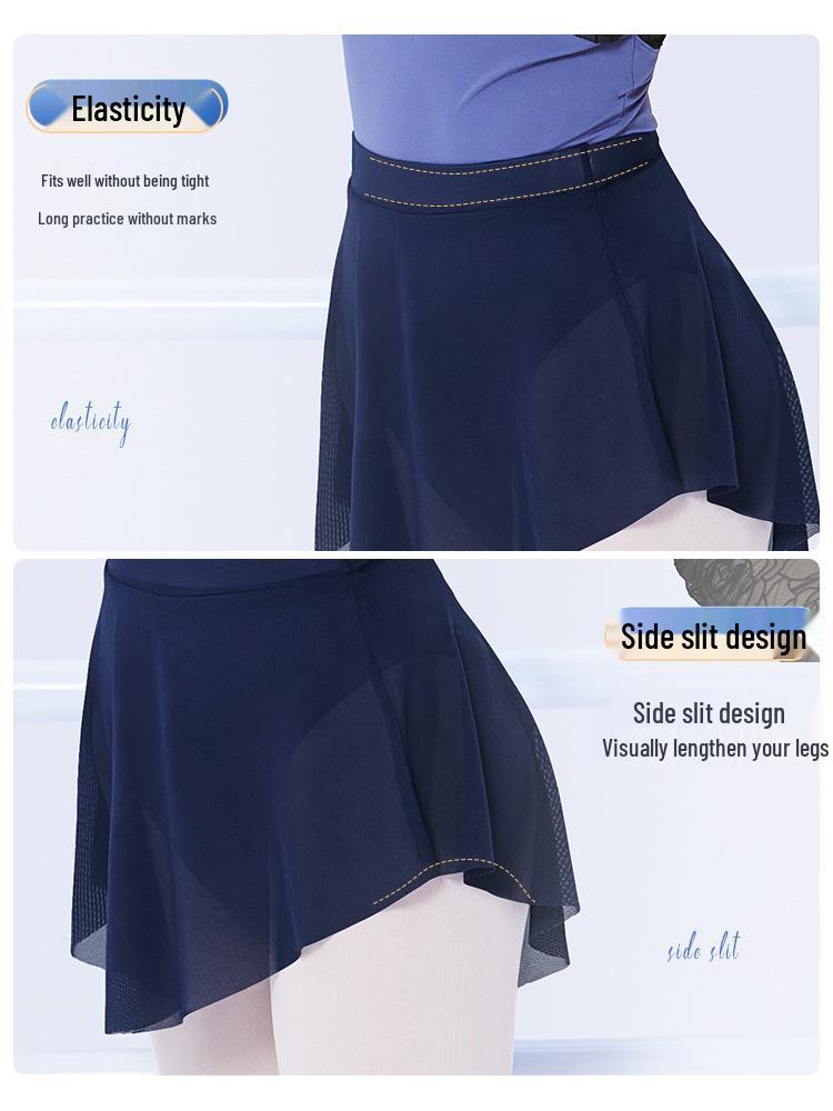 Women's Elastic Waist Hip-Hugging Dance Skirt - Short Ballet Practice with Side Slits