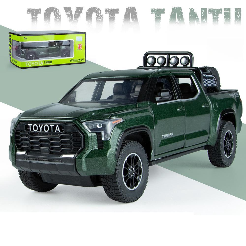 1/24 TOYOTA Tundra TRD Пикап Внедорожный литой сплав Миниатюрная игрушечная модель автомобиля с инерционным механизмом, звуком и светом, коллекция подарков для мальчика