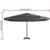 VidaXL Outdoor Parasol with Aluminum Pole, Patio Sunshade, Sun Shelter, Garden Terrace Parasol, 500 Cm 44474