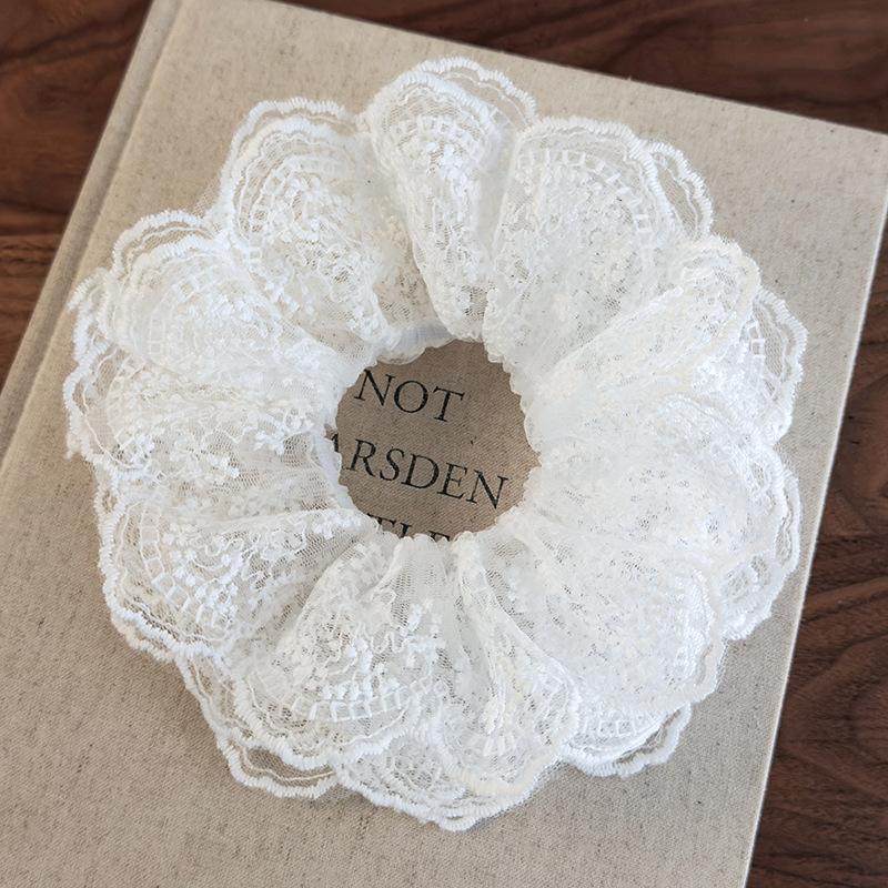 Retro Lace Flower Edging Multilayer Hair Scrunchies Womens Romance Headbands Girls Sweet Head Rope Female Fashion Party Hair Tie