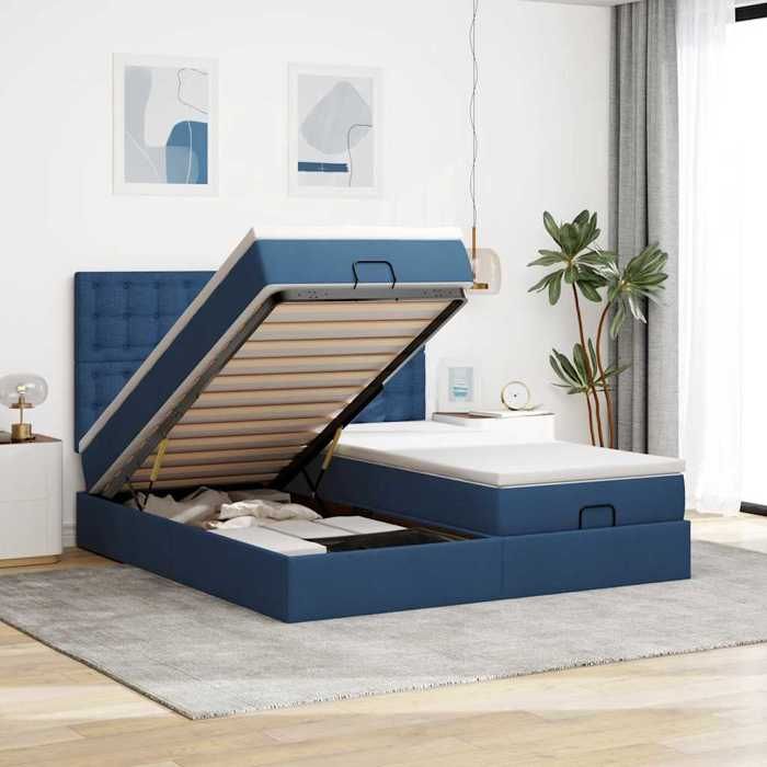 Maison Exclusive - Cadre de lit ottoman avec matelas bleu 180x200 cm tissu