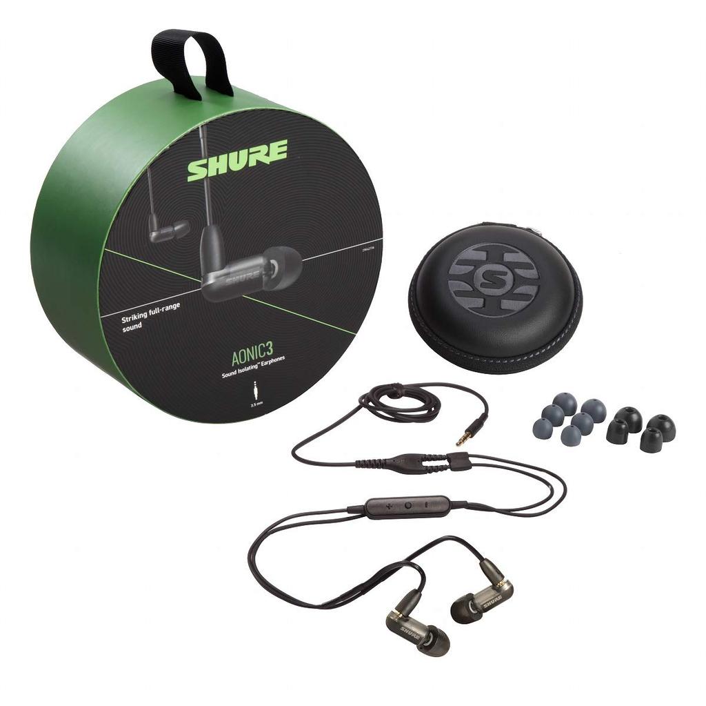 SHURE AONIC 3 High Sound Isolation Earphones With Microphone and Remote Control Canal Type Warranty 2 / SE31BABKUNI-A Black / / / [/Manufacturer's