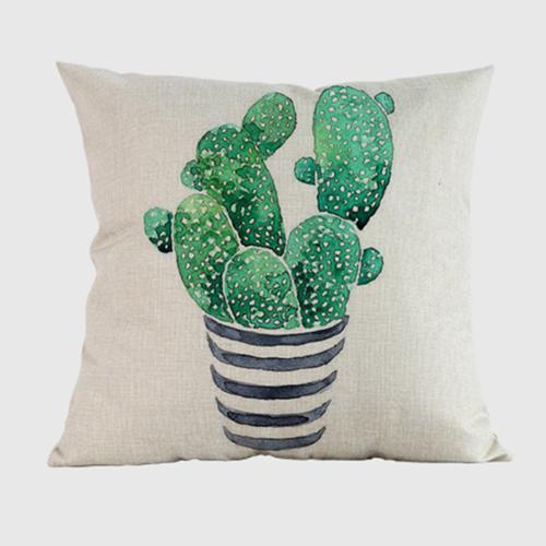 18" Square Home Decorative Cactus Throw Pillow Case Hand Painting Potted Plants Tropical Cactus Sofa Cushion Cover Cojines