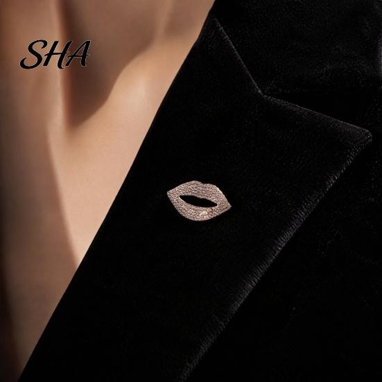 Decorative Jewelry Sexy Rhinestone Lip Brooch for Women, Red Shape Lapel Women Pins Pin, Clothing Accessory Suits Coats Scarves Shawls Bags
