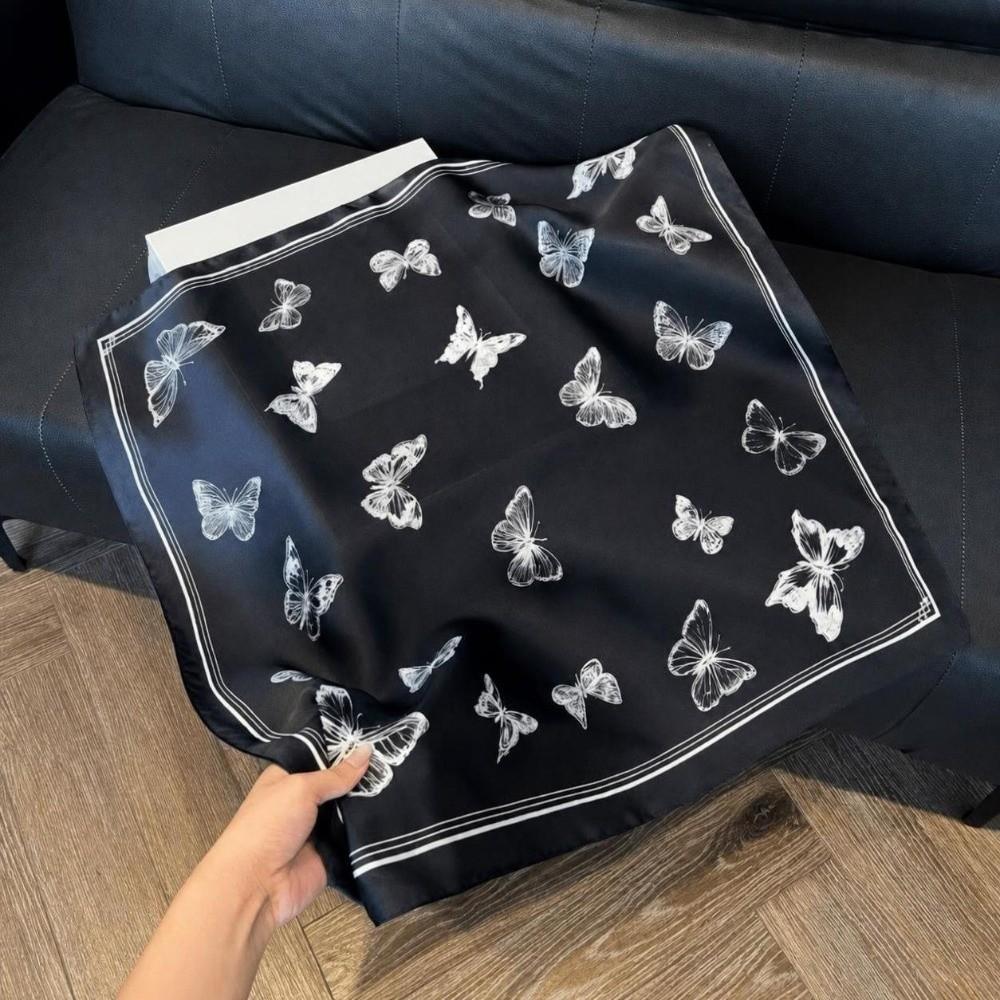 Elegant Silk Scarf Square Shape Bandana Versatile Foulard Women Accessories