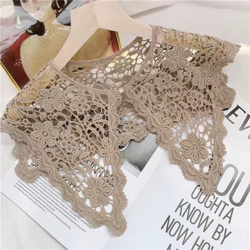 Spring and Autumn Lace Piece Hollow Lace Fake Collar Versatile Decorative Silk Scarf Collar Shawl Neck Protection