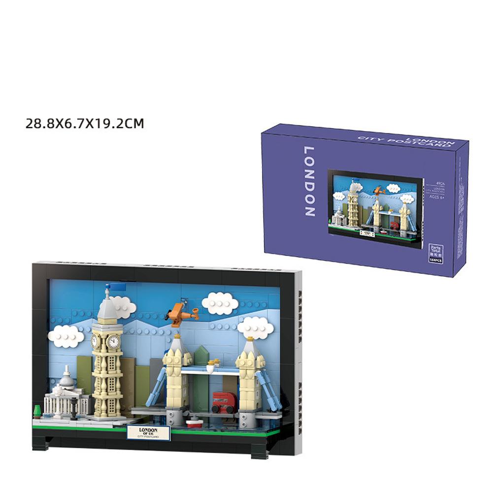 Городская открытка Строительные блоки Городская архитектура Открытка Строительные кирпичи Игрушки Домашний декор Подарки для детей от 6 лет