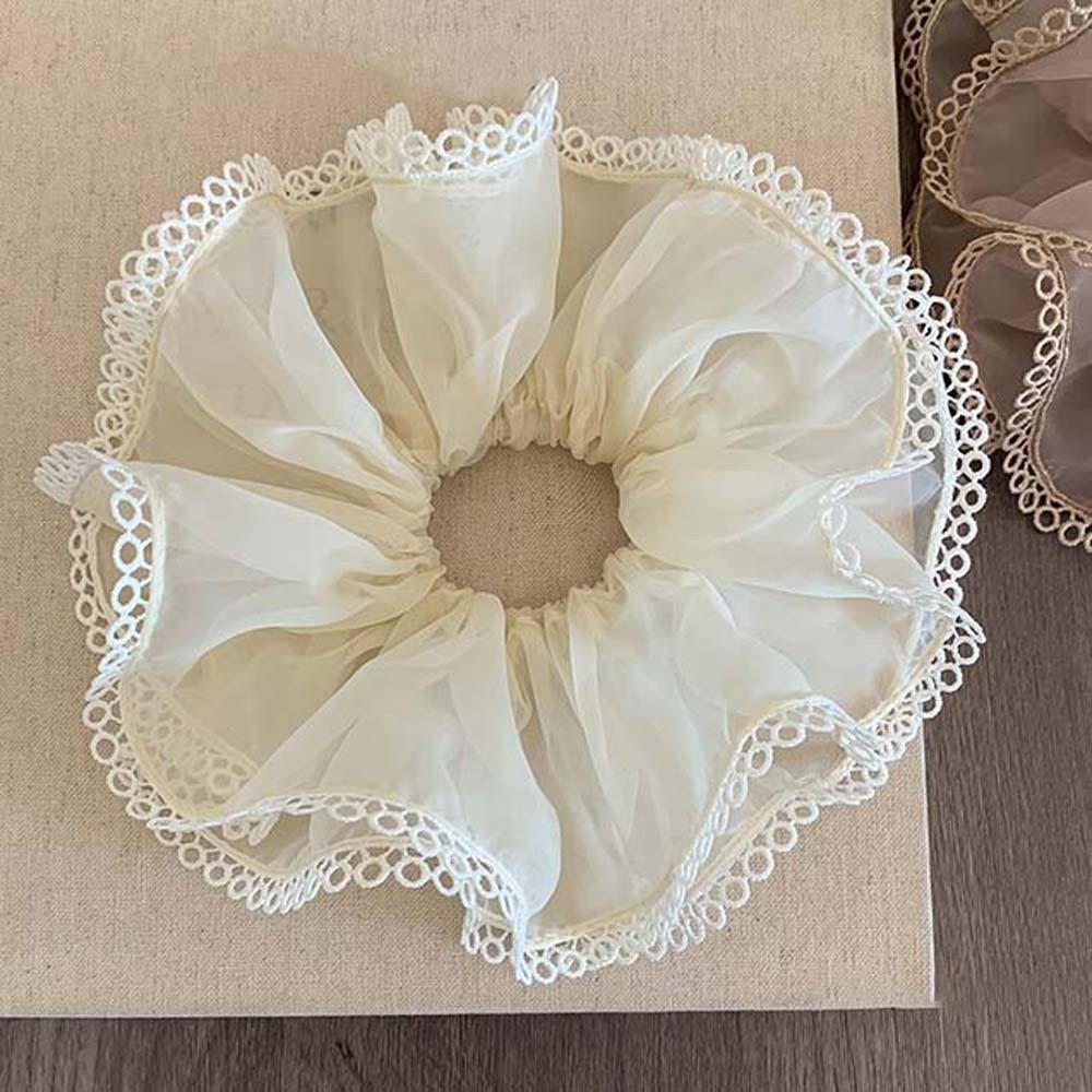 Solid Color Double-layer Mesh Hair Rope Elastic Large Intestine Hair Ring Bun Rubber Bands Gifts