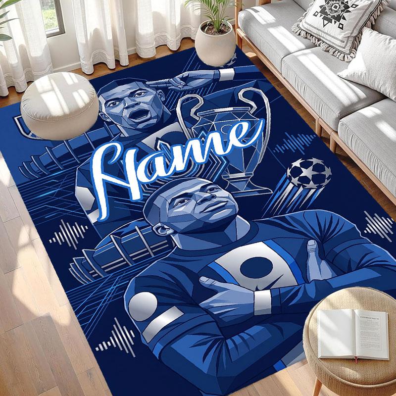 Custom Name Personalized Kylian Mbappe Print Carpet, Versatile Home Decor Rug, for Playroom, Apartment, Balcony, Entryway, Hallway Gift