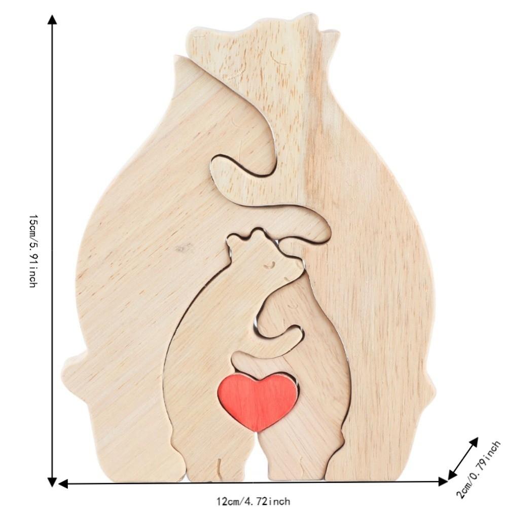 4.72x5.91x0.79in Beech Wood Bear Puzzle Ornament Cabinet Surface Layout Craft
